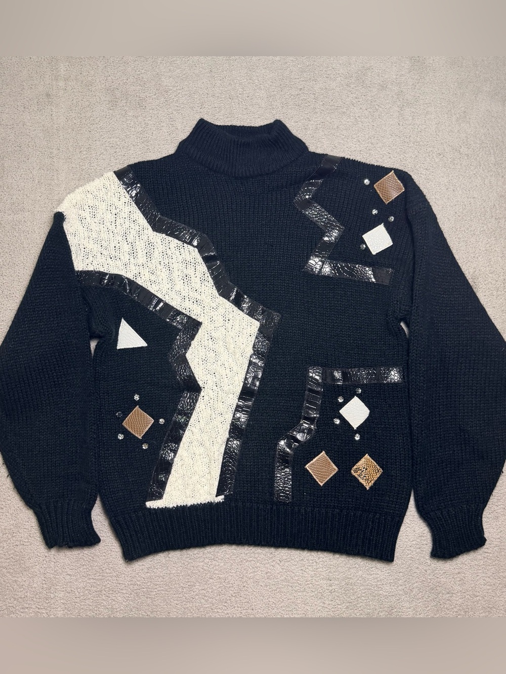 Vintage Pretense Knit Sweater Women’s 22W/42 Black Acrylic Mock Neck Pullover